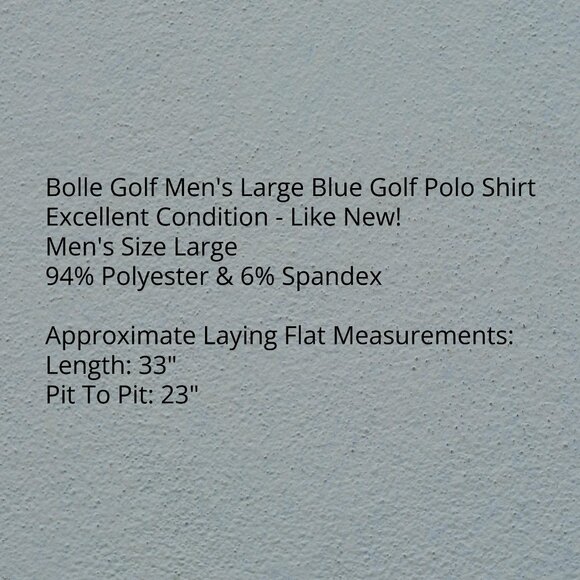 Bolle Golf Men's Large Short Sleeve Blue Golf Polo Shirt - Picture 5 of 7
